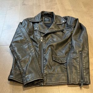 Zara NWOT Faux Leather Motto Jacket size S